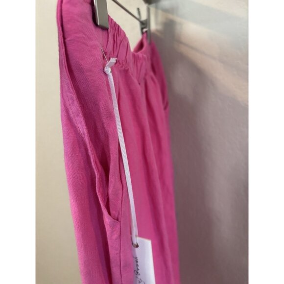 NWT Young Fabulous & Broke Linen Blend Wide Leg Slit Front Pant- Hot Pink Sz S - Picture 3 of 6